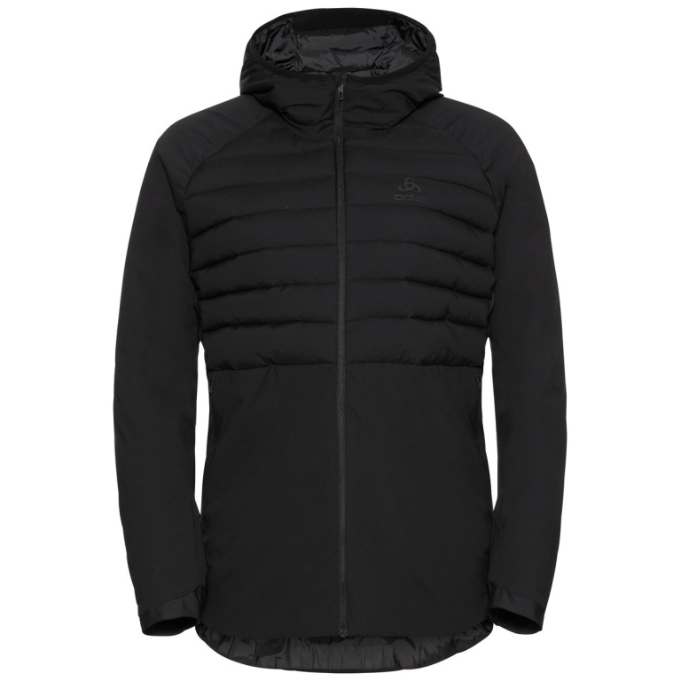 Odlo Kurtka zimowa Ascent S-Thermic Mid z kapturem (kurtka izolacyjna, wiatroszczelna, oddychająca) czarna damska